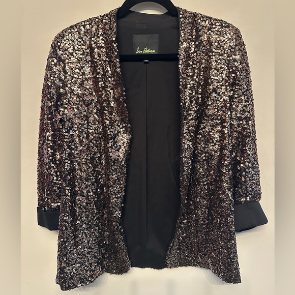 Sam Edelman Black Blazer with Gold Sequin Embellishment Small - Picture 1 of 7